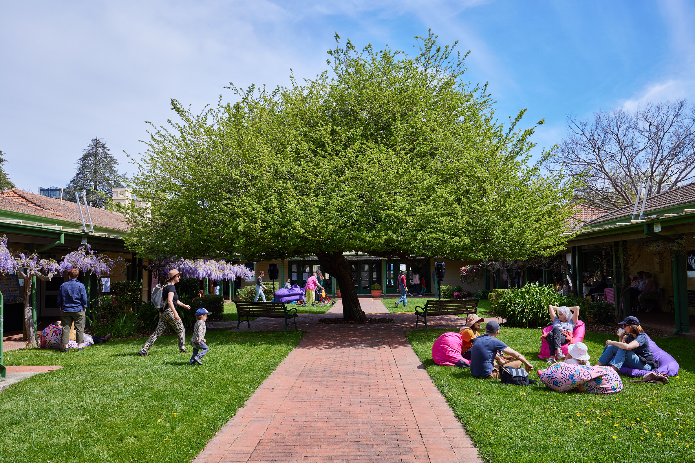 Gorman Courtyard with people