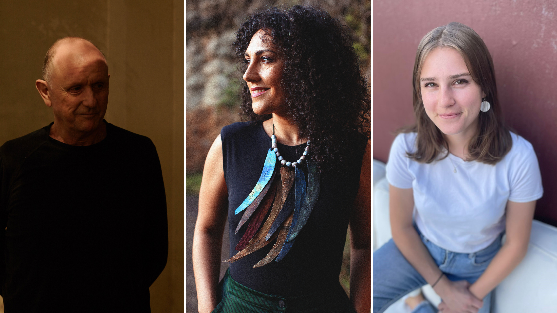 a composite image of three pianists