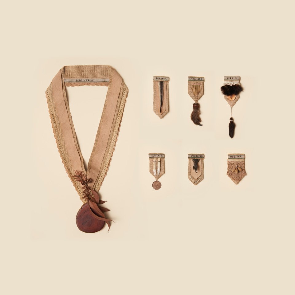 Tributary Projects exhibition Being HereA series of artworks that look like medals